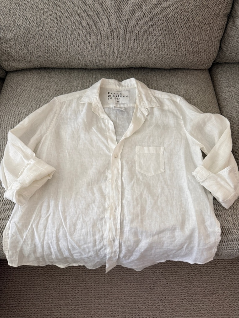 Frank & Eileen Cream Linen Relaxed Button-Down Shirt